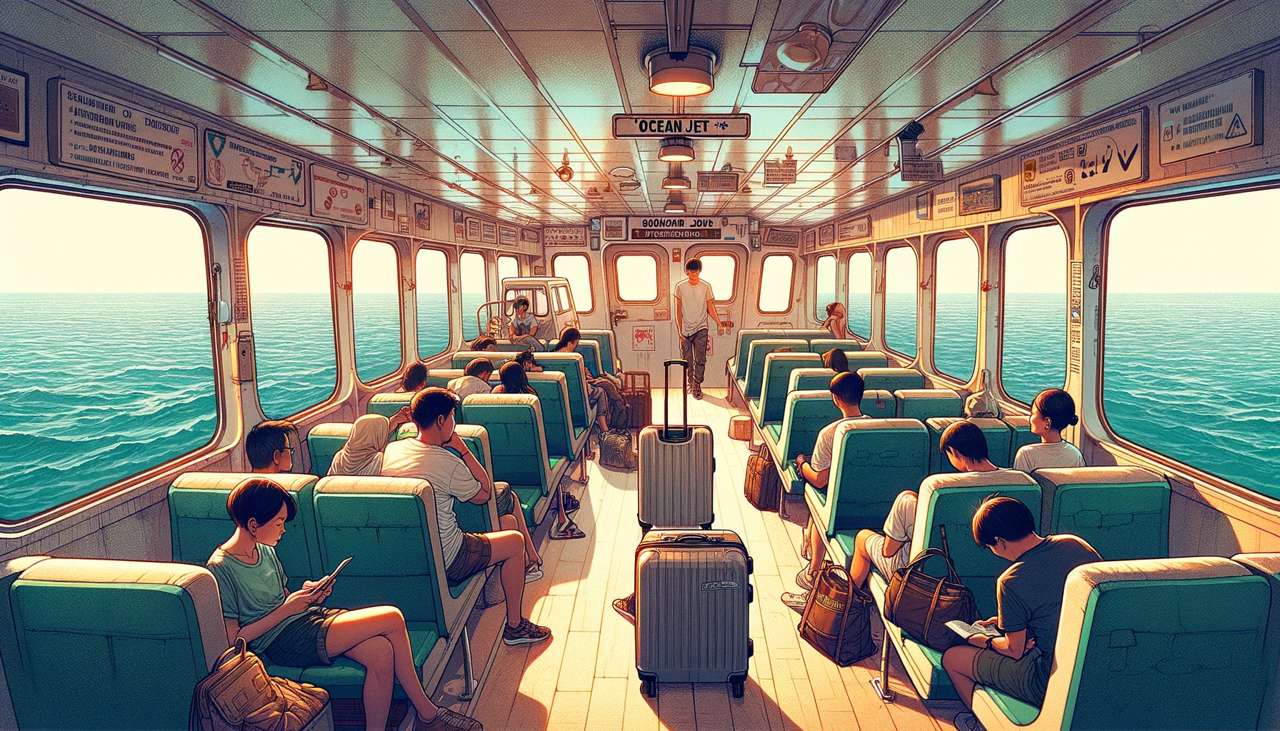 Inside of ferry from Siquijor island to Dumaguete