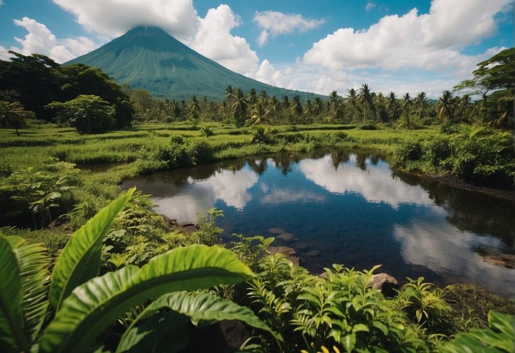 Mayon Volcano in Albay: Majestic Landmark and Geologic Wonder 3 Lush greenery surrounds Mayon Volcano, with diverse wildlife thriving in the rich ecosystem. The biodiversity of Albay is evident in the vibrant flora and fauna