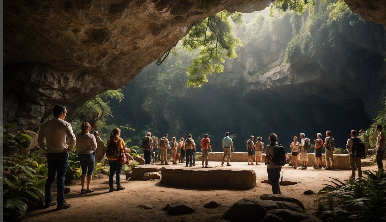 What To Know Before Exploring Cantabon Cave in Siquijor 4 Tourist gathered near a cave entrance