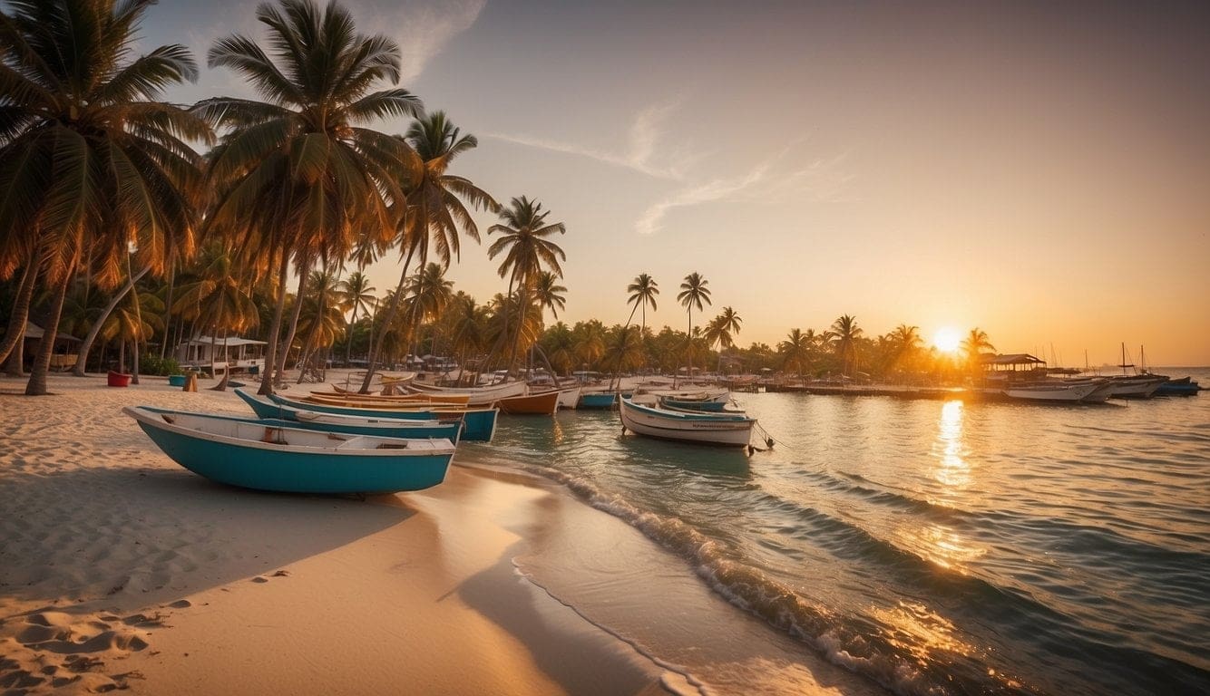 Unwind at Paliton Beach: A San Juan, Siquijor Island Guide 5 Sunset over calm waters, palm trees sway on the white sandy shore, colorful boats dot the horizon at Conclusion Paliton Beach