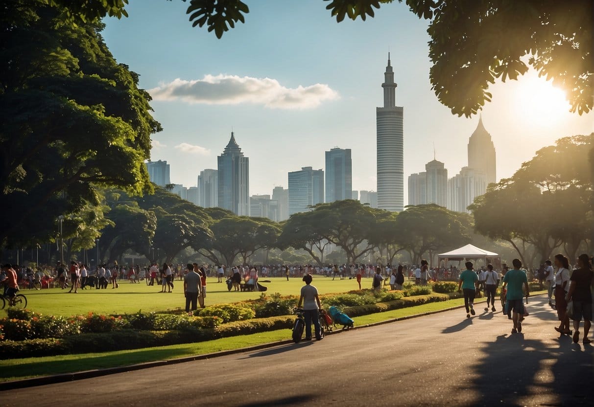 Rizal Park Manila: Exploring the Historic Landmark and Cultural Hub 10 Rizal Park in Manila bustles with visitors, surrounded by lush greenery and iconic landmarks, creating a vibrant and picturesque scene for an illustrator to recreate