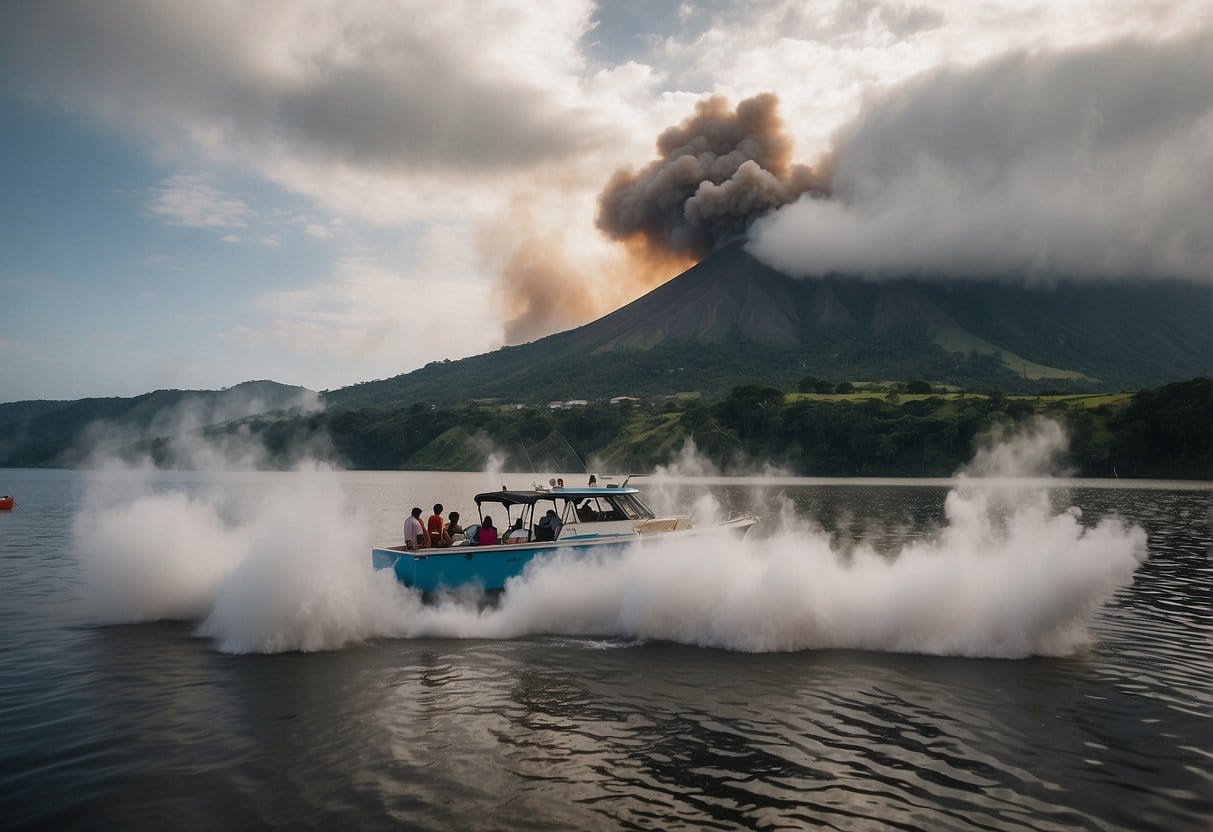 Taal Volcano and Lake: A Geological Marvel of the Philippines 2 Taal Volcano erupts, spewing ash and smoke into the sky. Lava flows down the mountainside, while Lake Taal simmers below