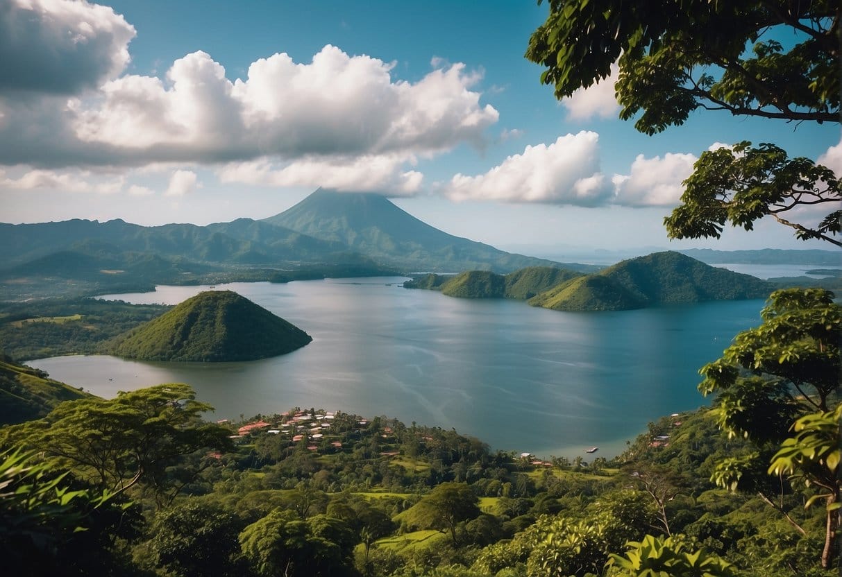Taal Volcano and Lake: A Geological Marvel of the Philippines 3 Taal Volcano rises from the center of a serene lake, surrounded by lush greenery and rolling hills, creating a picturesque landscape
